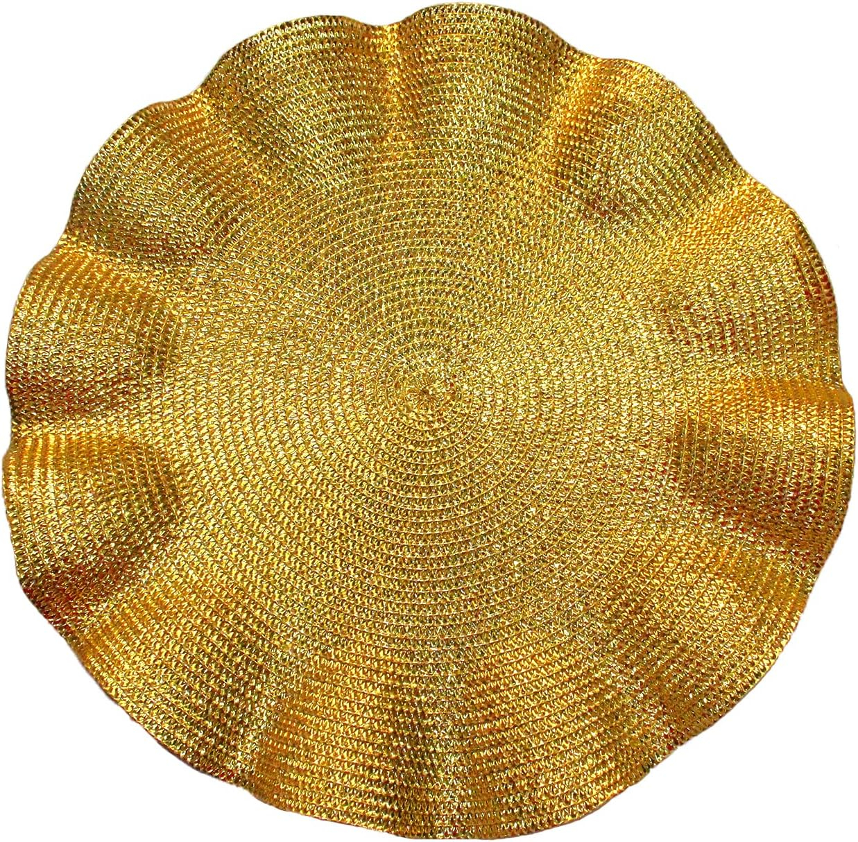Gold Polyester Round Holiday Party Placemats Set of 12