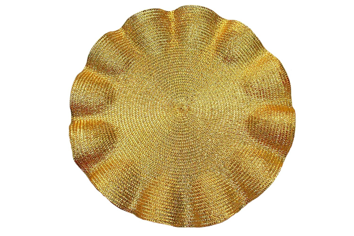 Gold Polyester Round Holiday Party Placemats Set of 12