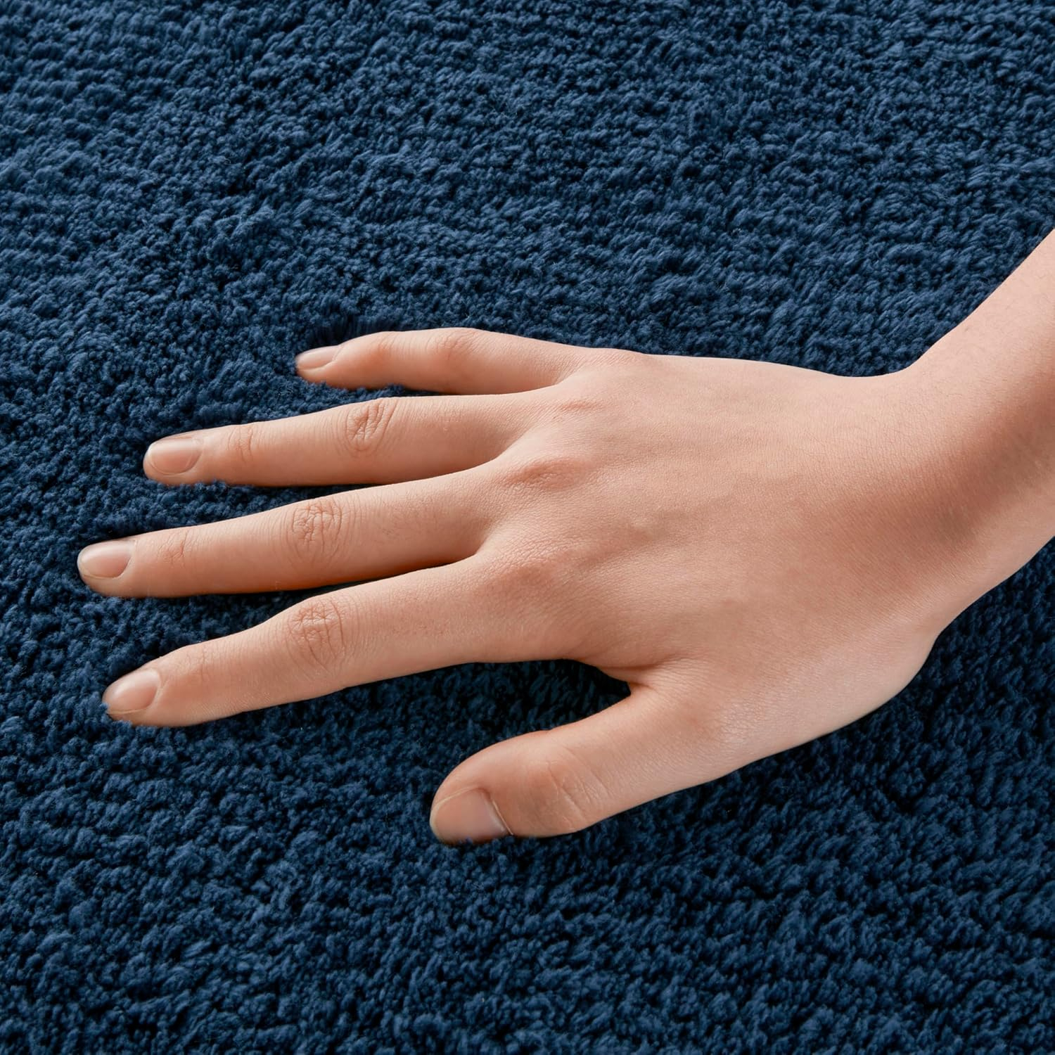 Navy Cotton Tufted Reversible Medium Pile Bath Rug