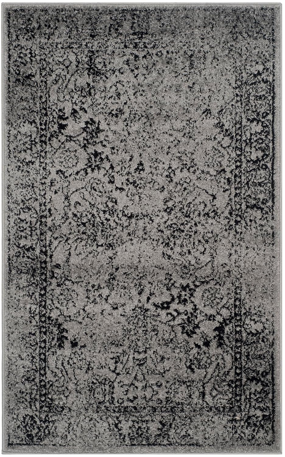 SAFAVIEH Adirondack Wyatt Distressed Area Rug, Slate/Ivory, 3' x 5'