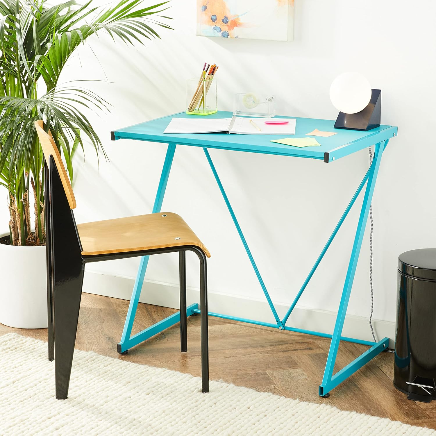Urban Shop Z-Shaped Student Desk, Blue