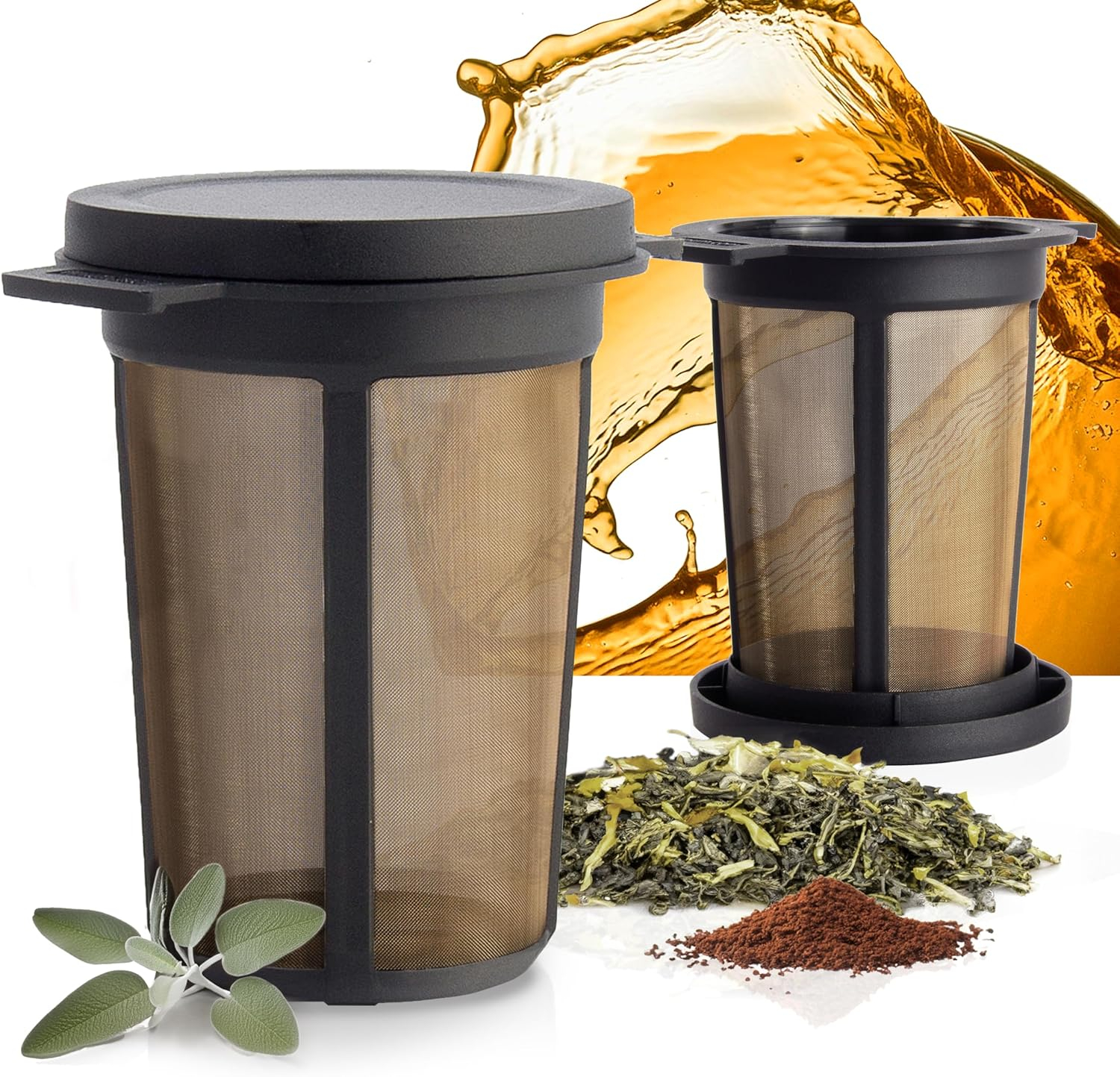Reusable Stainless Steel Coffee and Tea Infusing Mesh Brewing Basket, Large, Black