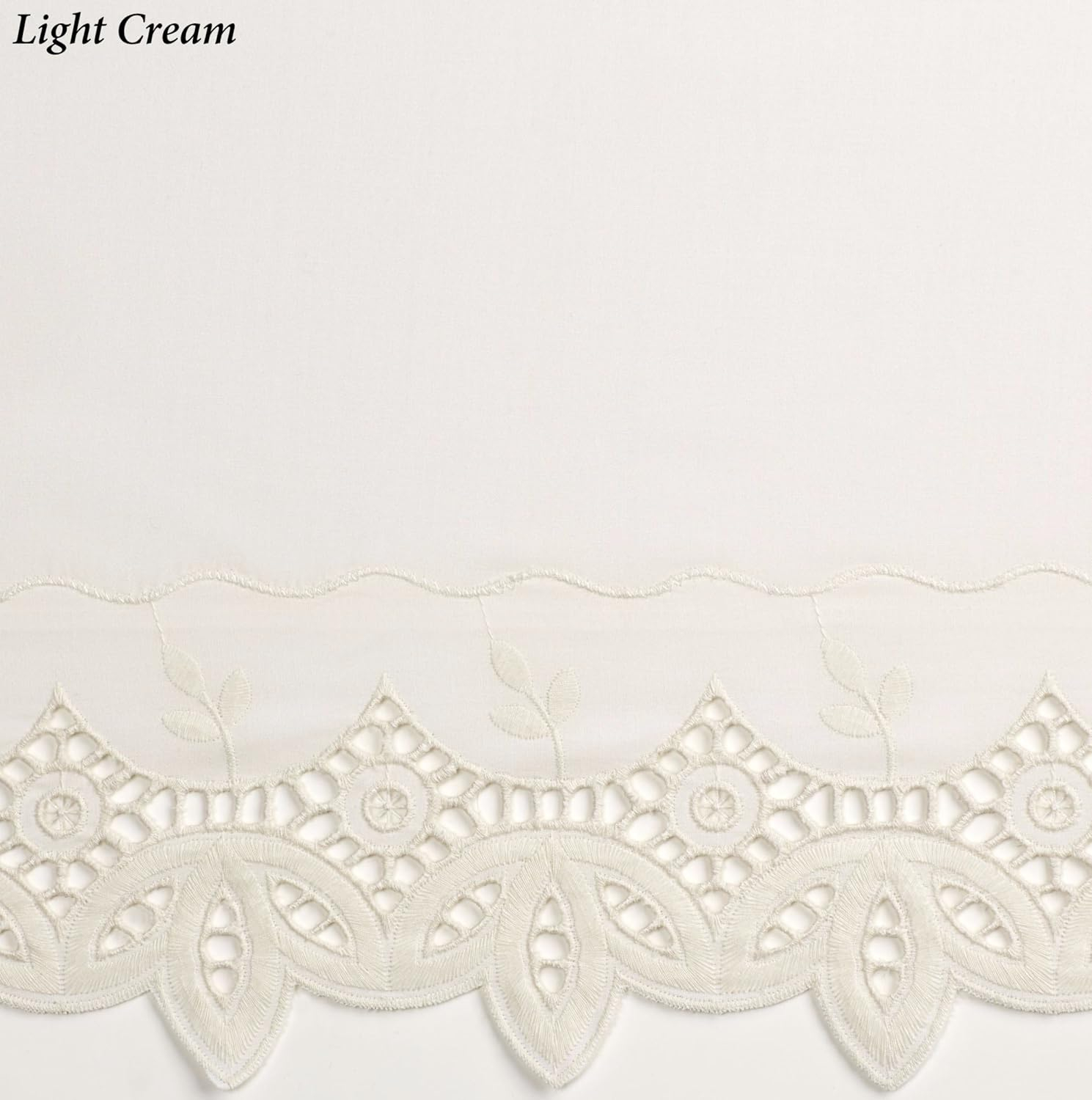 Ecru Cotton Polyester Sheer Lace Detail Tier Curtains