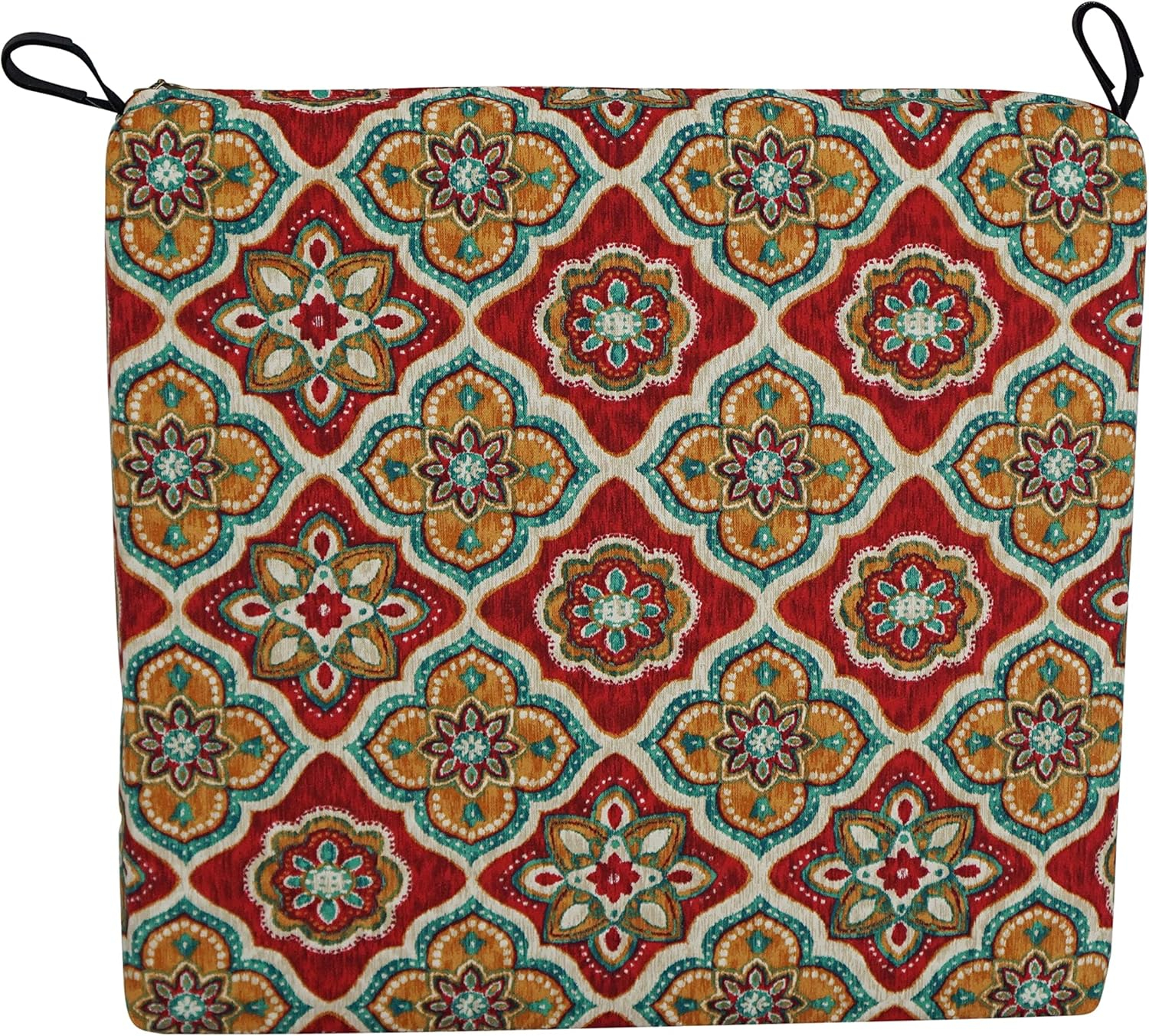 Adonis Jewel Patterned Red and Beige Outdoor Chair Cushion