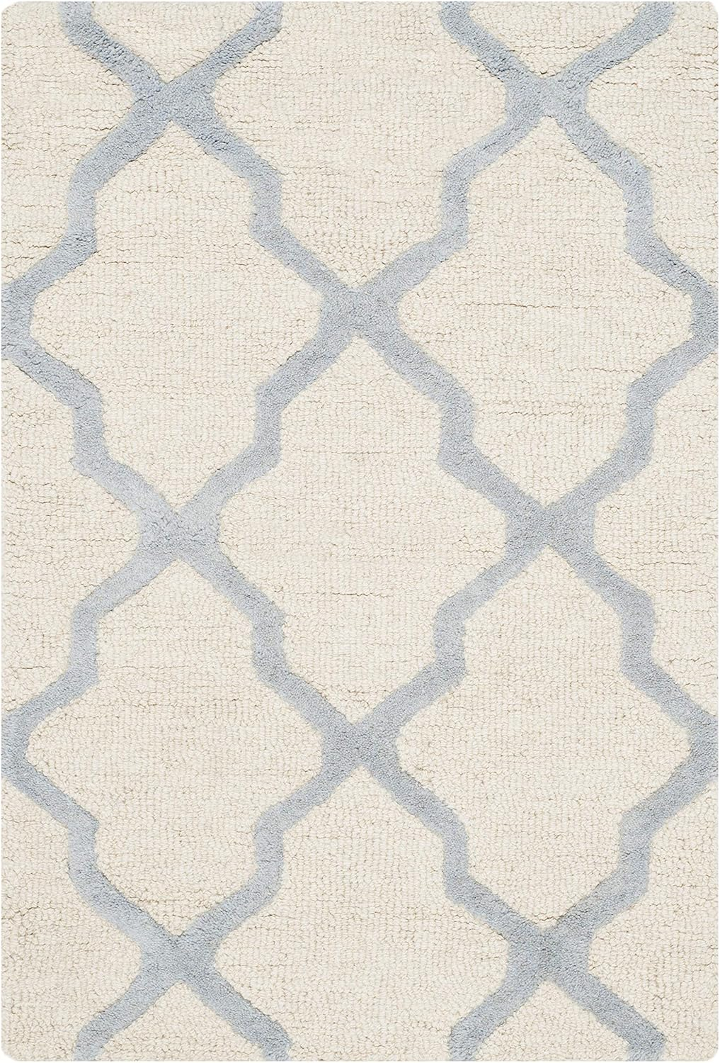 SAFAVIEH Cambridge Liam Geometric Wool Area Rug, Ivory/Light Blue, 2' x 3'