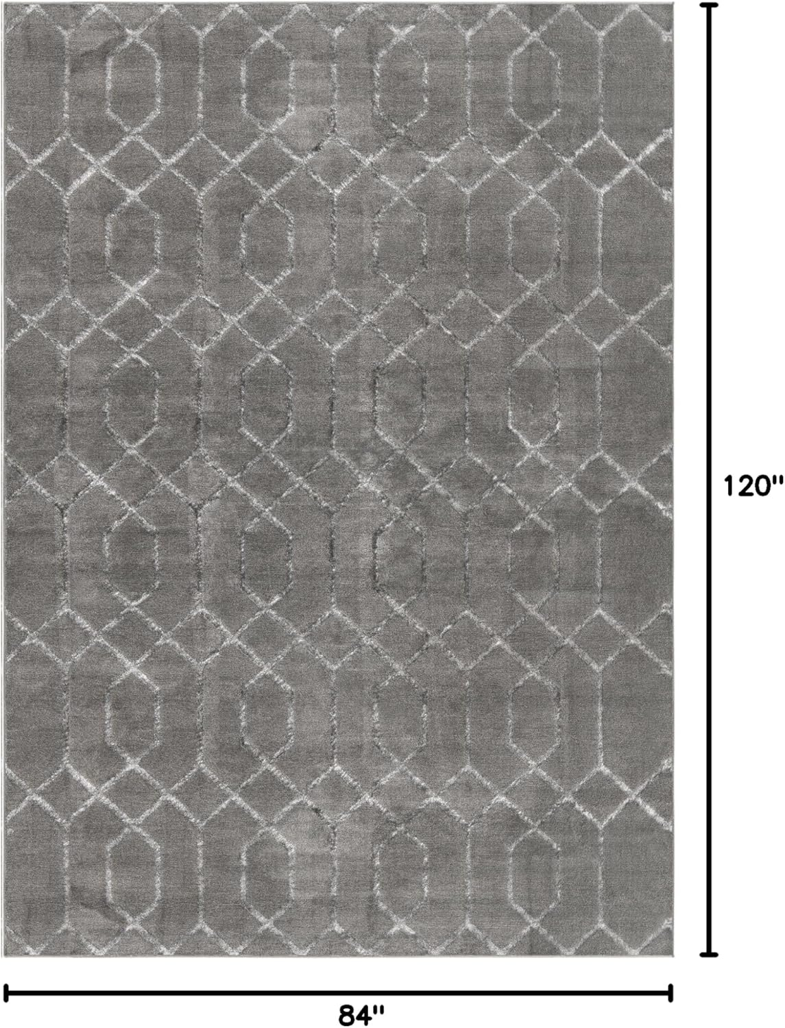 Gray Silver Trellis Rectangular Cotton Synthetic Area Rug