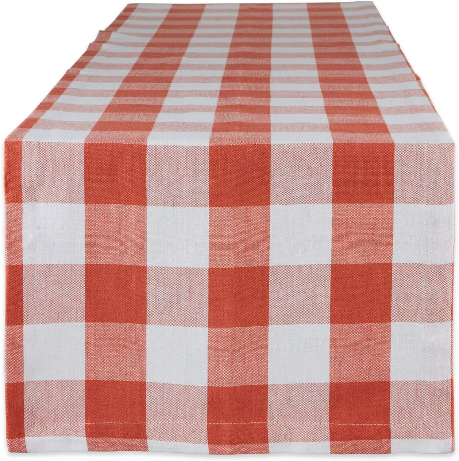 DII 14" x 108" Traditional Cotton Table Runner in Red and White Finish
