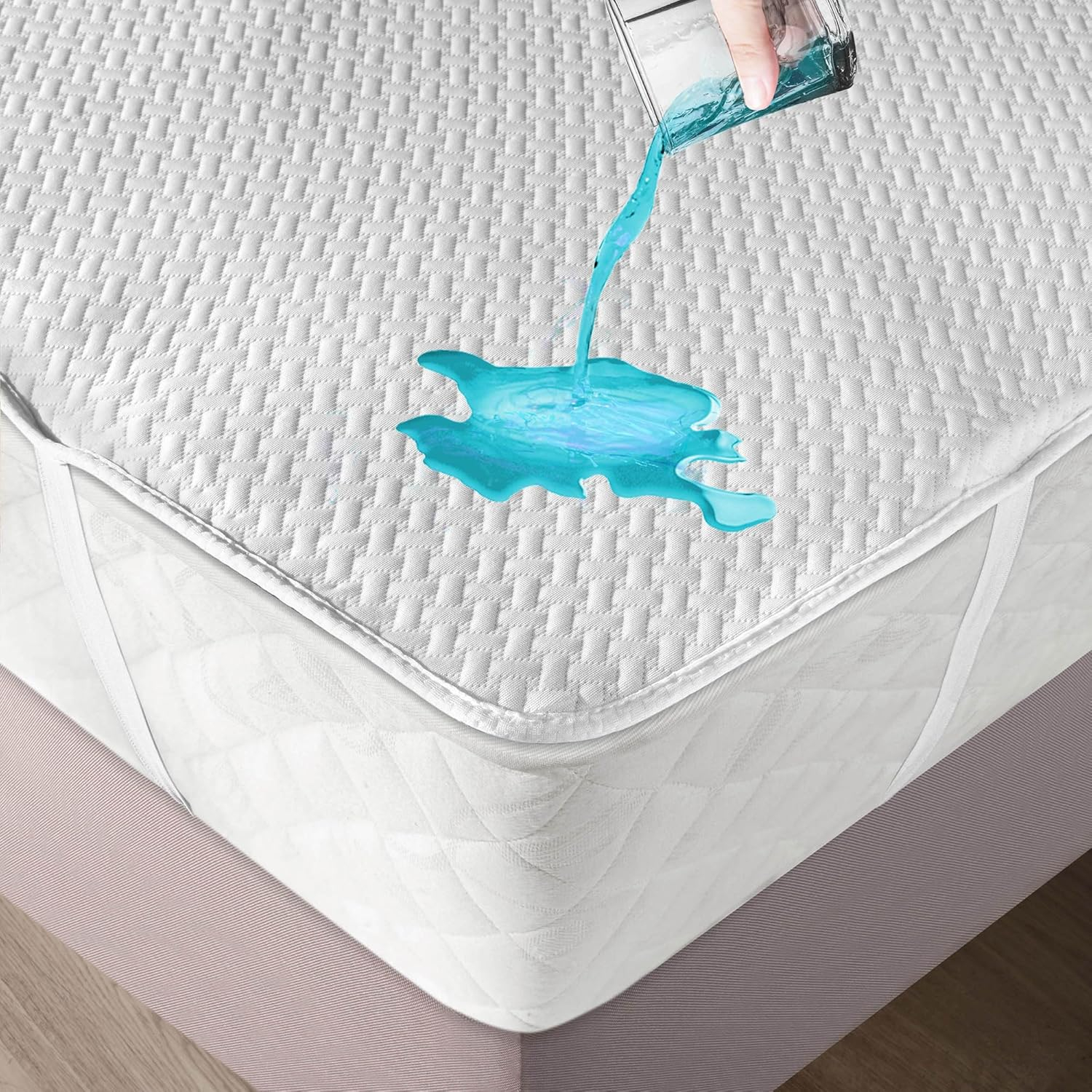 Mattress Protector Waterproof Breathable Sheet with Straps Fitted Bed Cover, Twin XL, by Ambesonne