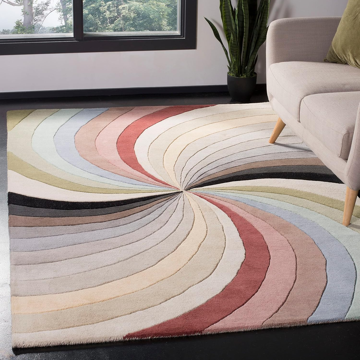 SAFAVIEH Soho Florella Alfombra de Área de Lana Abstracta, Multi, 5' x 8'