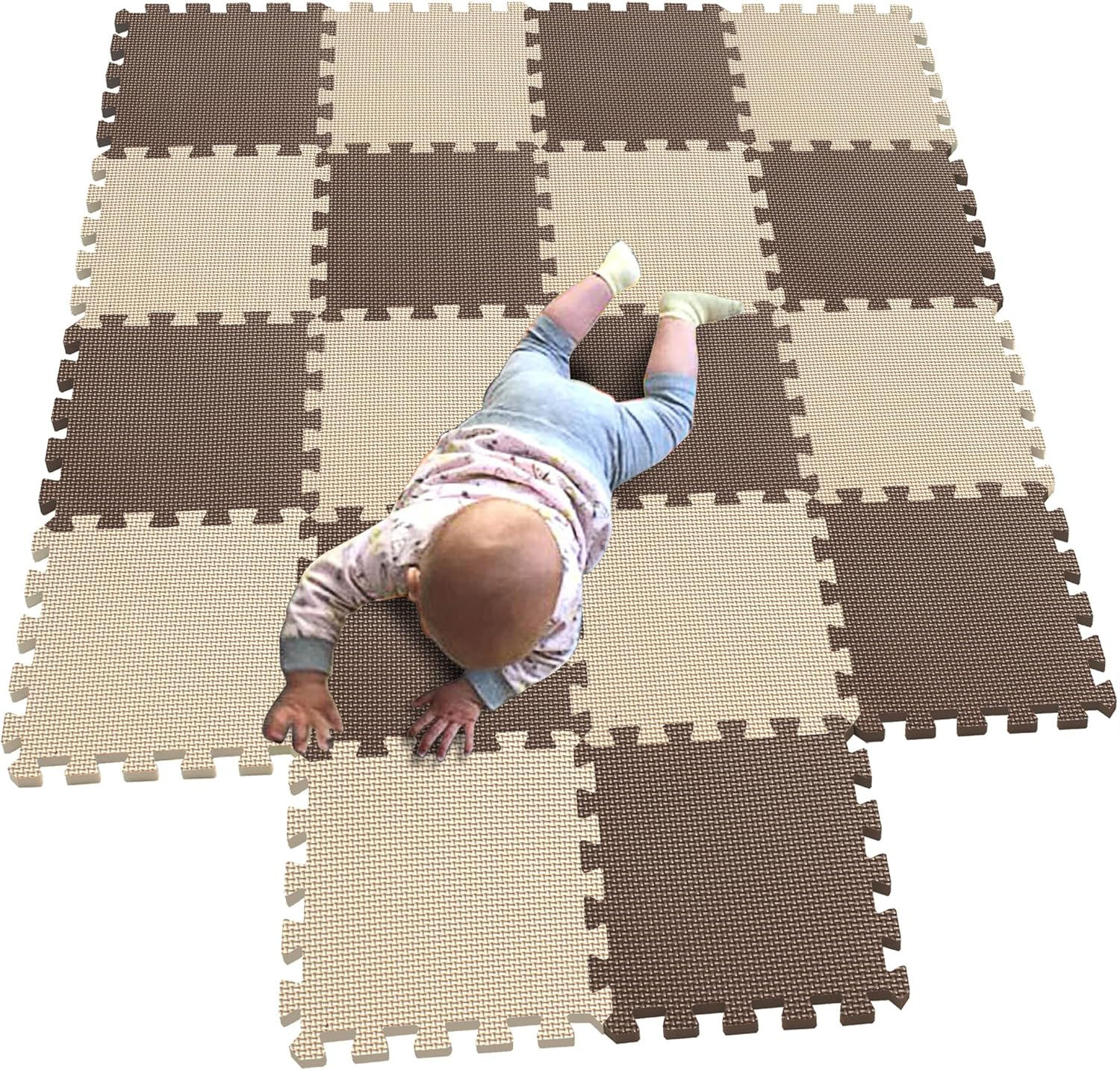 MQIAOHAM® 18 Pieces Puzzle Play Mats, Soft Baby Play Mat, Kids Interlocking Foam Floor Tiles, Toddlers Carpet Playmats G301018-106