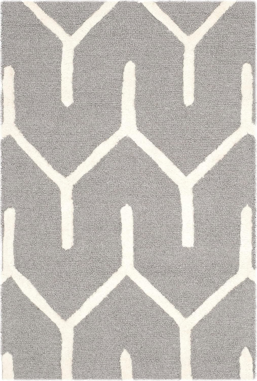 SAFAVIEH Cambridge Mirabelle Geometric Wool Area Rug, Dark Grey/Ivory, 2' x 3'