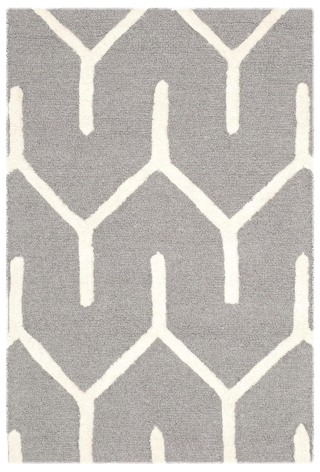 SAFAVIEH Cambridge Mirabelle Geometric Wool Area Rug, Dark Grey/Ivory, 2' x 3'