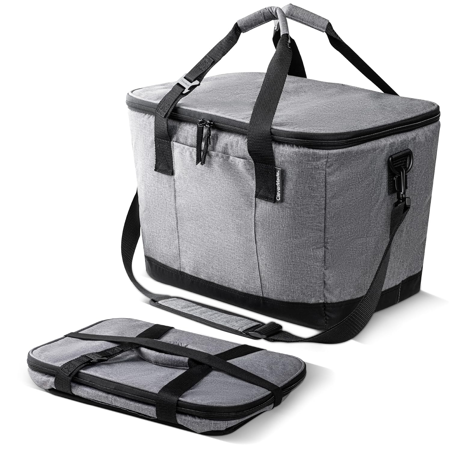 CleverMade Collapsible Tahoe Cooler - 50 Can - Heather Cool Gray/Midnight Black
