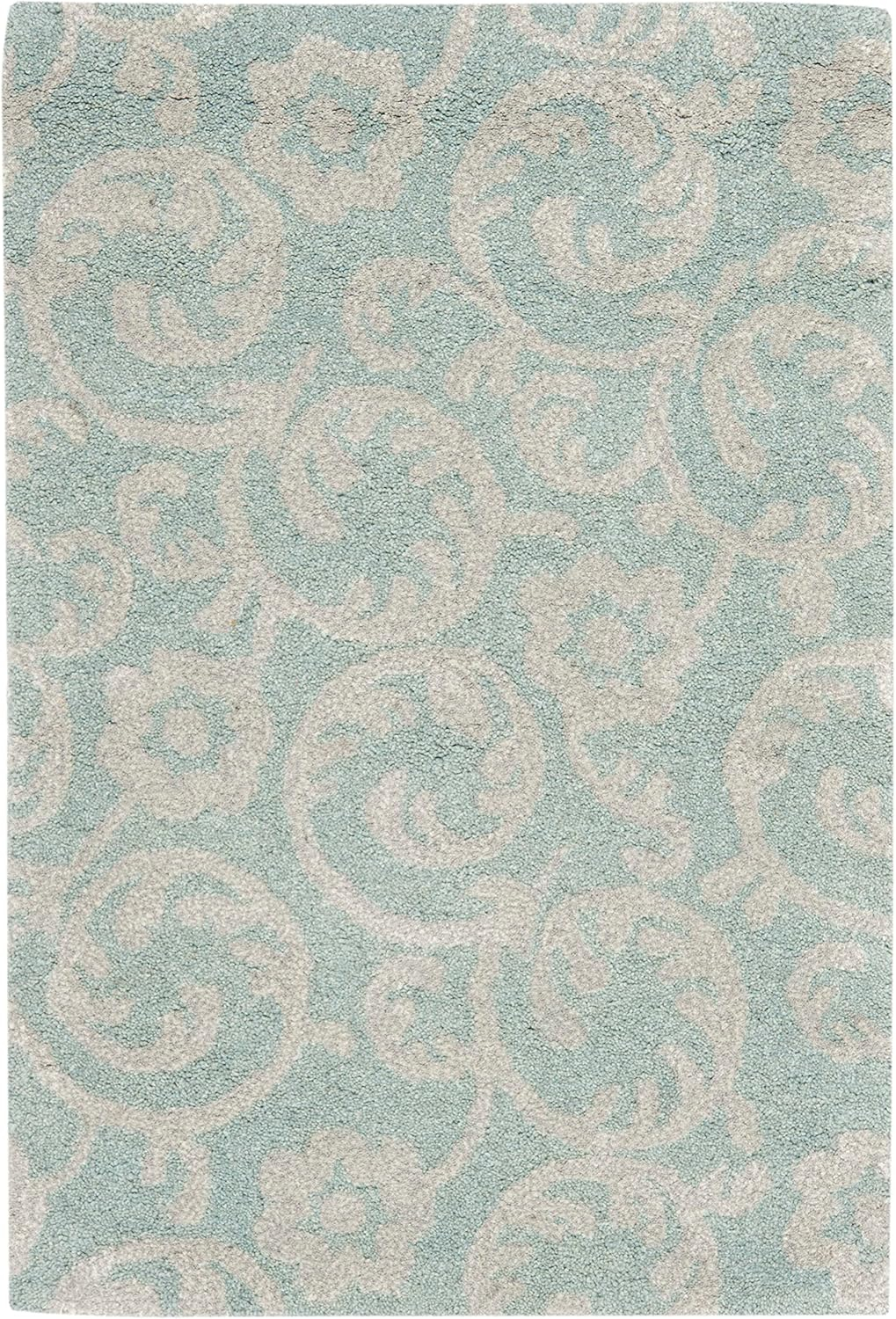 SAFAVIEH Soho Collection 2' x 3' Light Blue / Silver SOH415B Handmade Premium Wool & Viscose Accent Rug