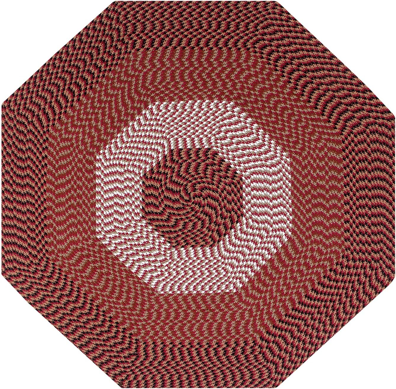 Alpine Burgundy Stripe Round Braided Reversible Rug - 24" x 16.5"