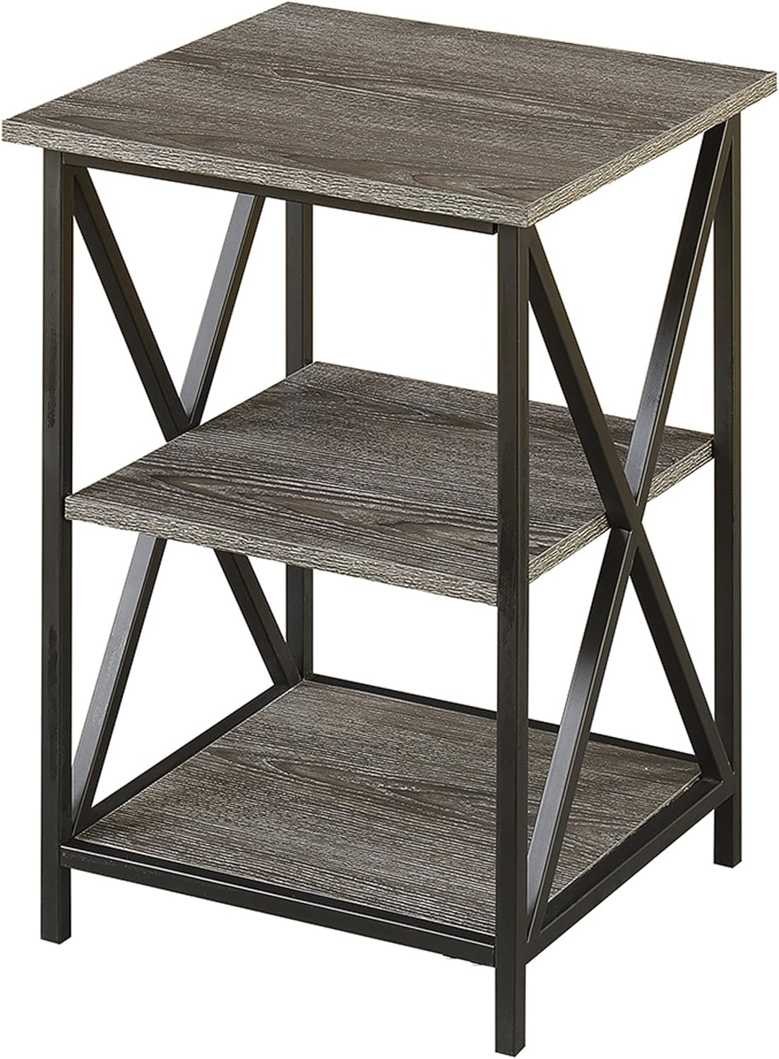 Tucson 3 Tier End Table, Weathered Gray