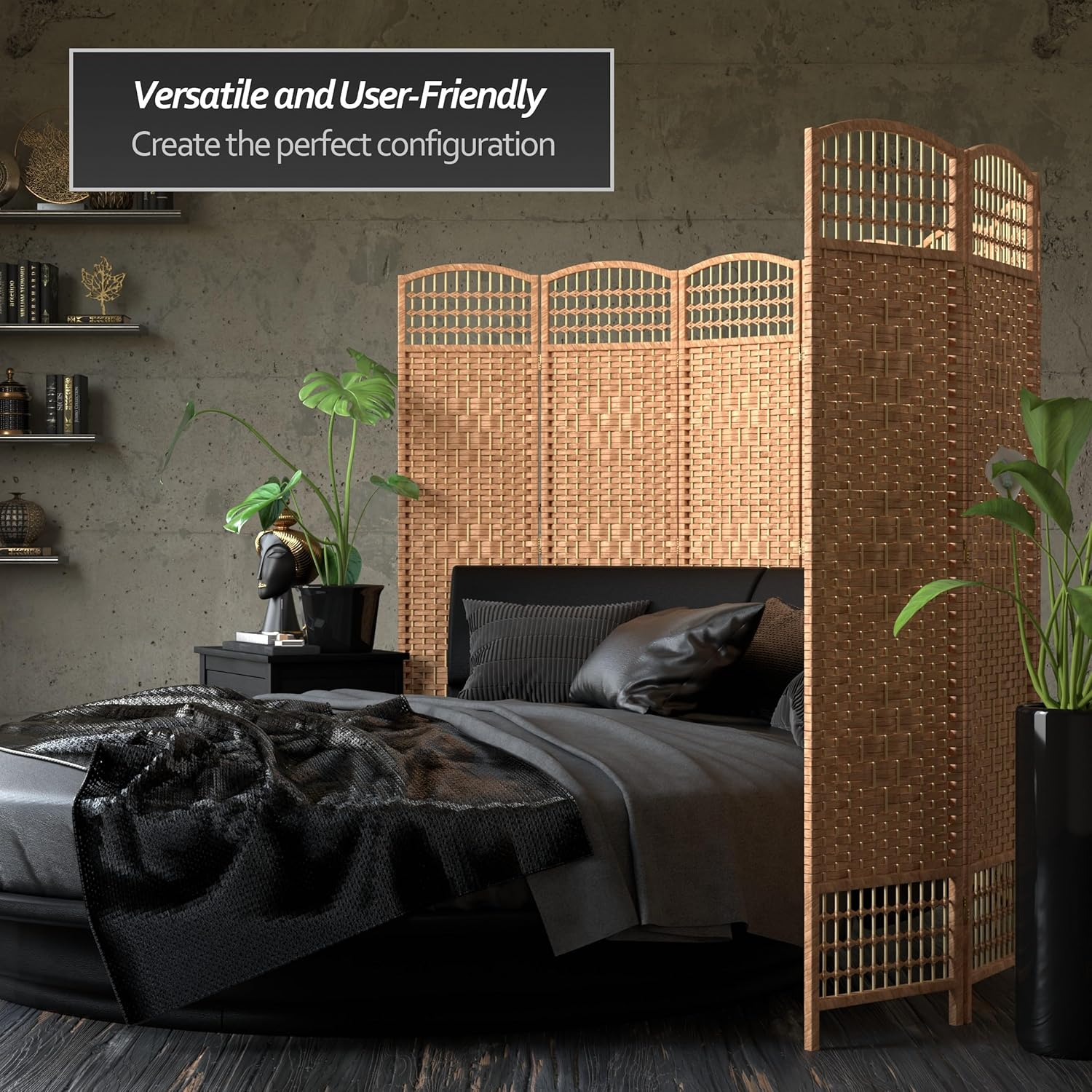 Oriental Furniture 5 1/2 ft. Tall Fiber Weave Room Divider - Natural - 3 Panel