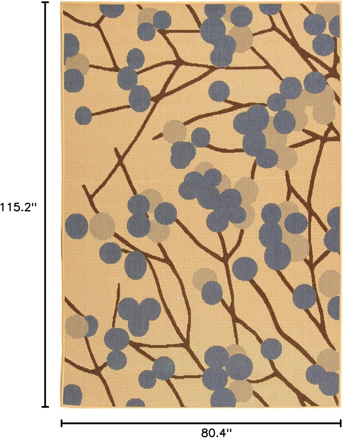 Rectangular Blue Floral Synthetic Easy Care Area Rug