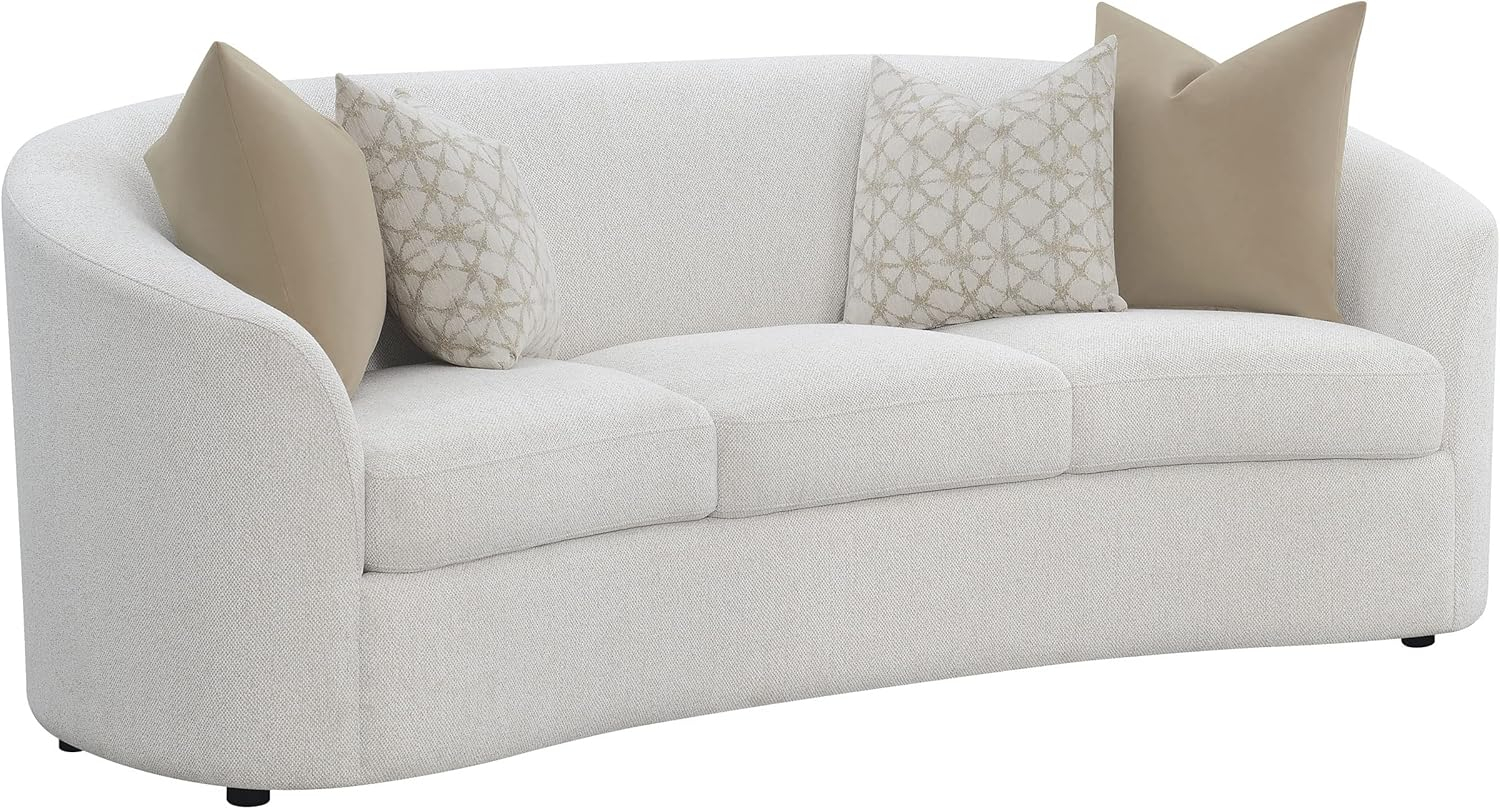 Coaster Company 2 Piece Mid Century Boucle Sofa And Loveseat Set Latte