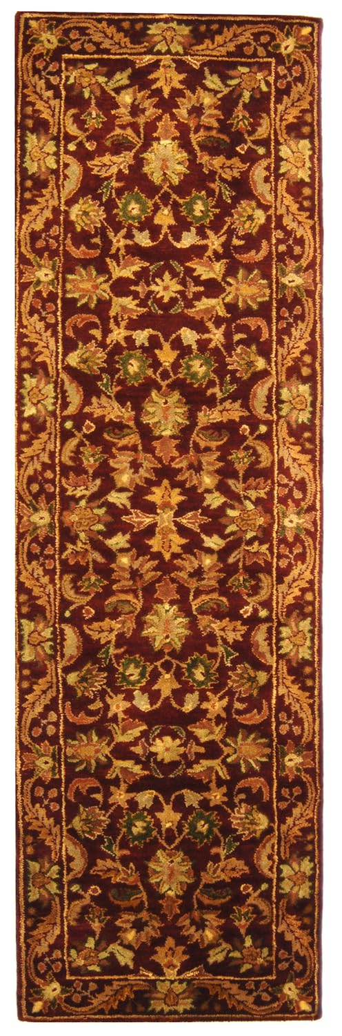 Hand-Tufted Wine and Gold Wool Runner Rug, 2'3" x 10'