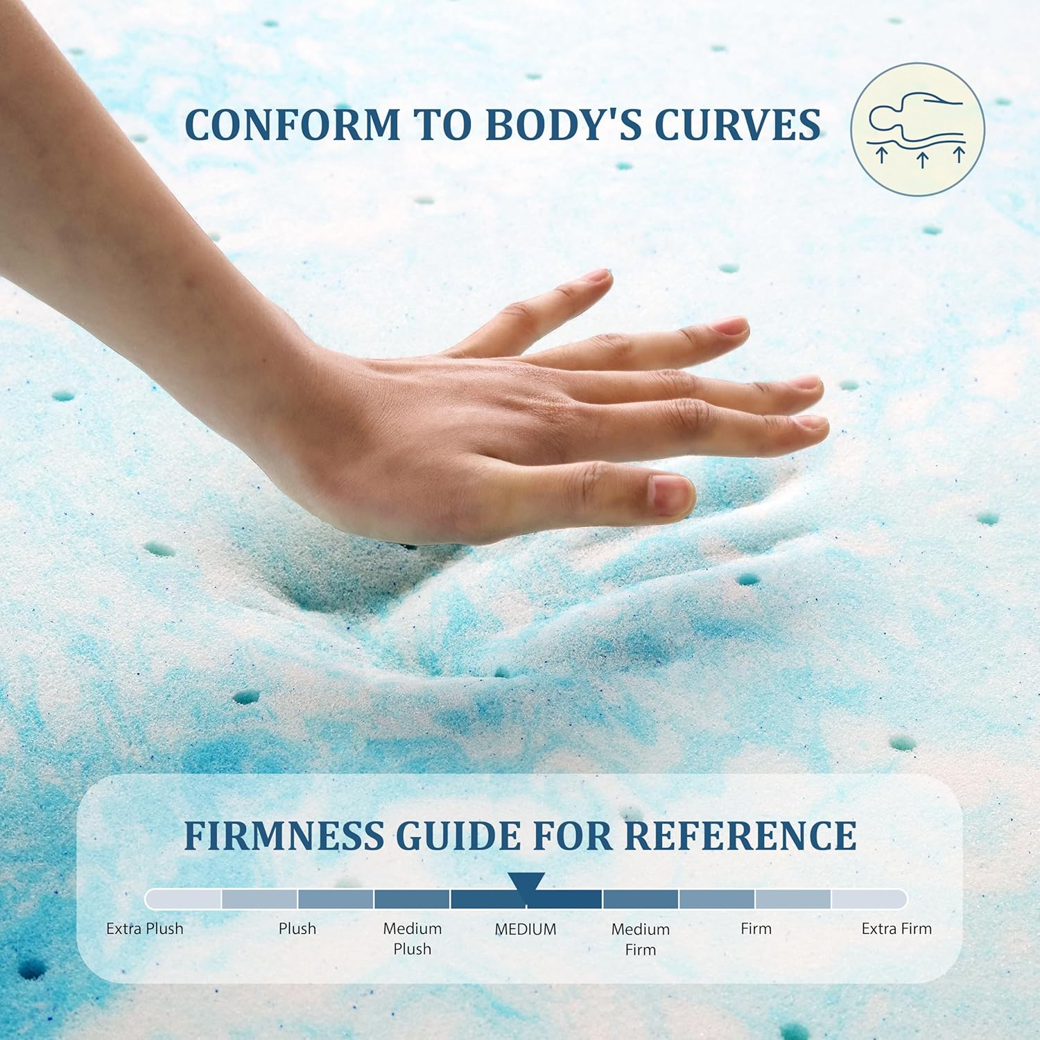 EGO Topper 3 Inch Queen Memory Foam Mattress Topper, Gel Foam Mattress Topper for Pressure Relief, Ventilated Design Bed Topper in a Box, CertiPUR-US Certified, 60"×80", Medium