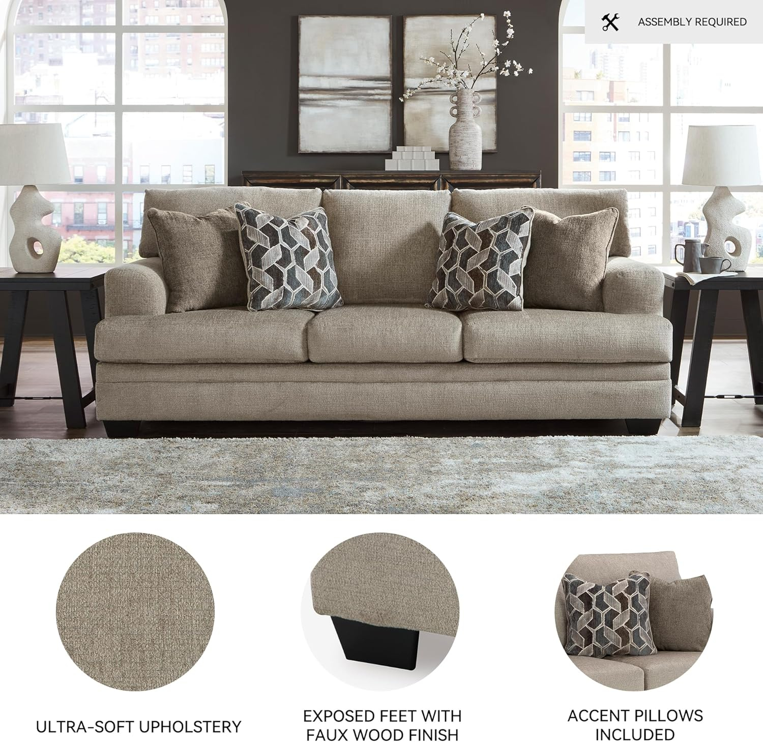 Signature Design by Ashley Stonemeade Taupe Queen Sofa Sleeper
