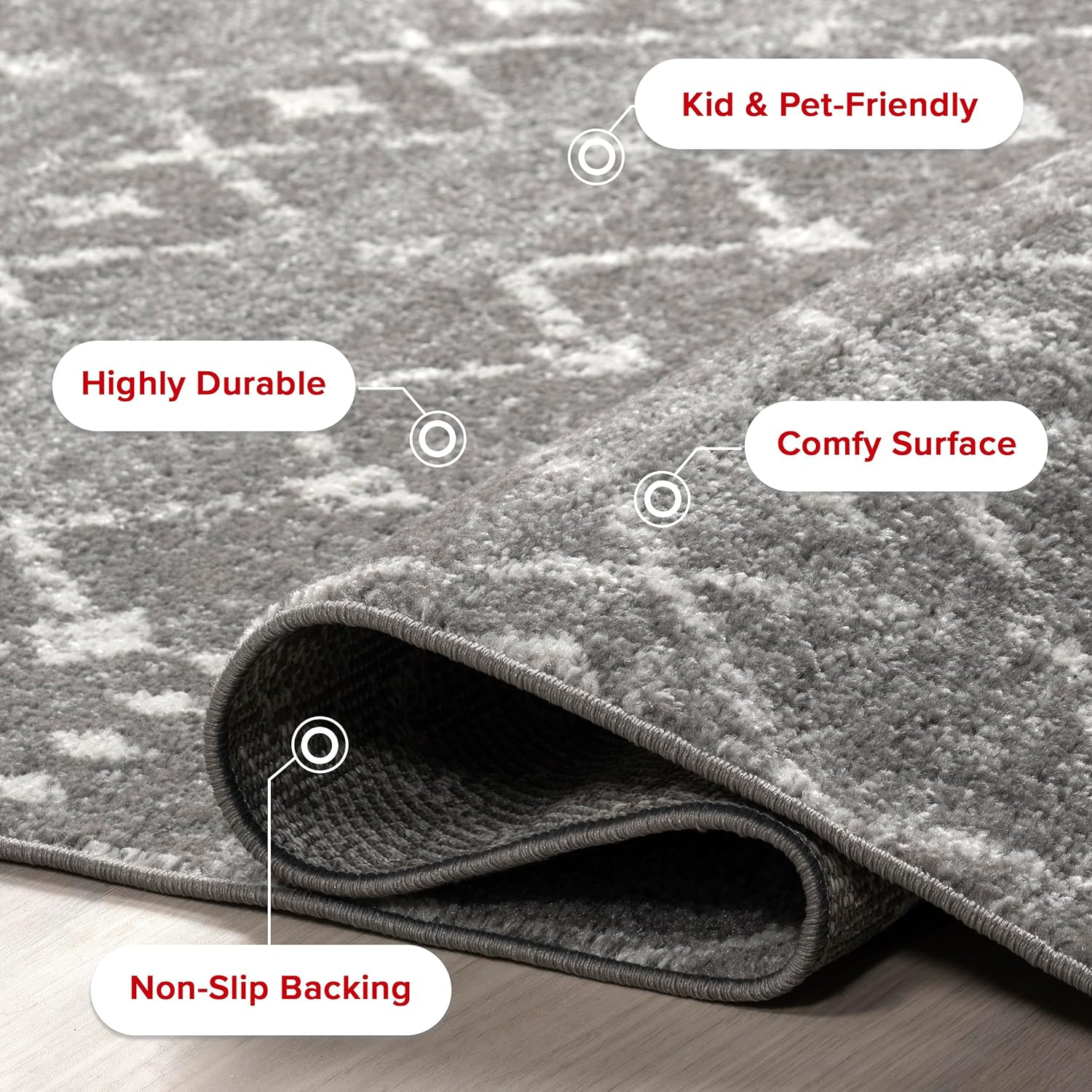 nuLOOM 2x3 Moroccan Blythe Area Rug, Dark Grey, Faded Bohemian Design, Stain Resistant, For Bedroom, Dining Room, Living Room, Hallway, Office, Kitchen, Entryway