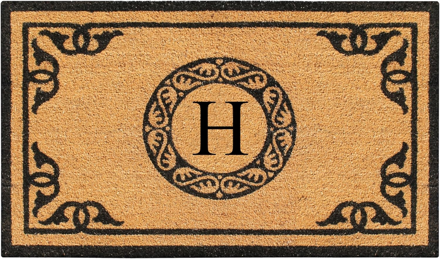 A1HC First Impression Hand Crafted by Artisans Geneva Monogrammed Entry Doormat, 24"X39" H