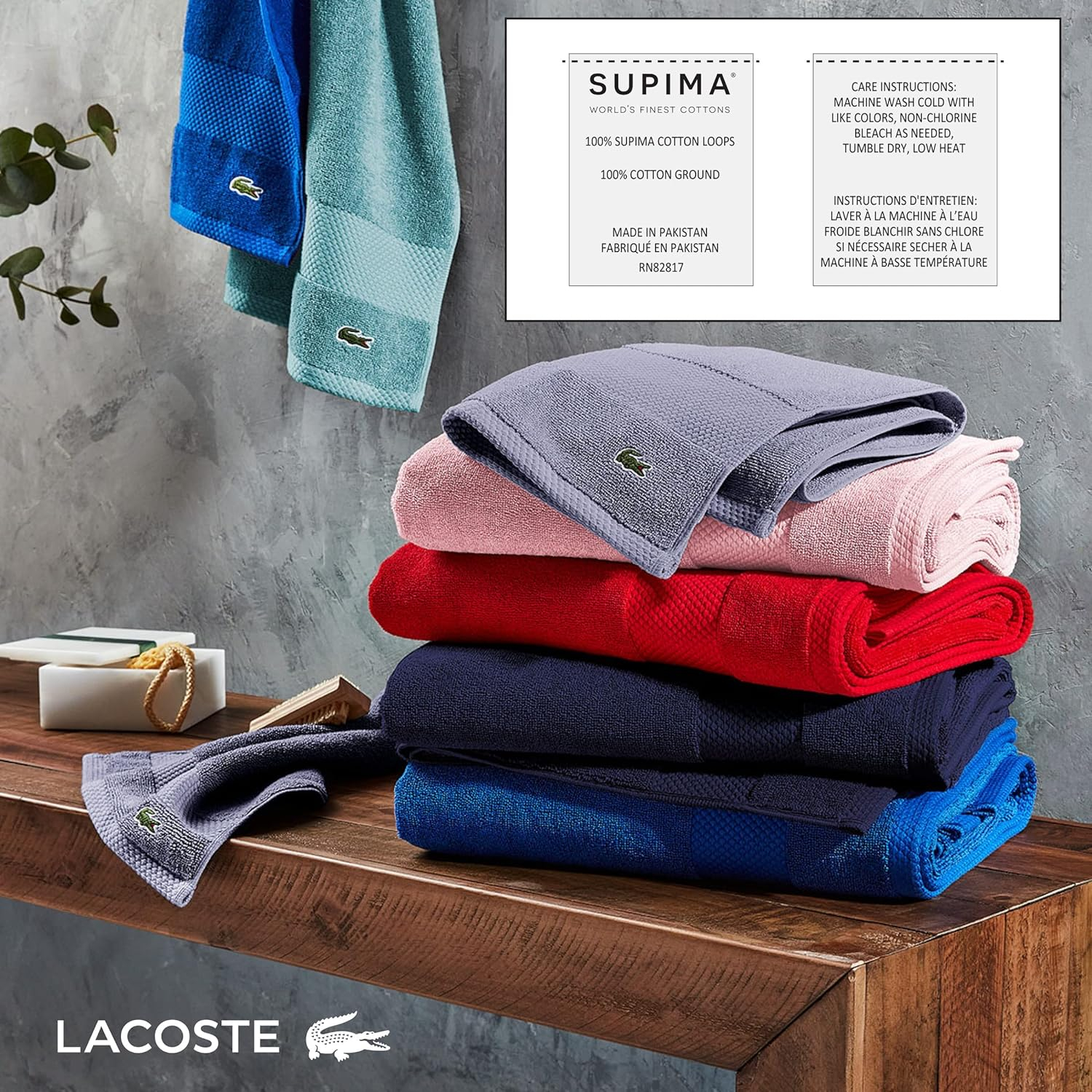 Lacoste Lacoste Heritage 100% Supima Cotton Bath Mat
