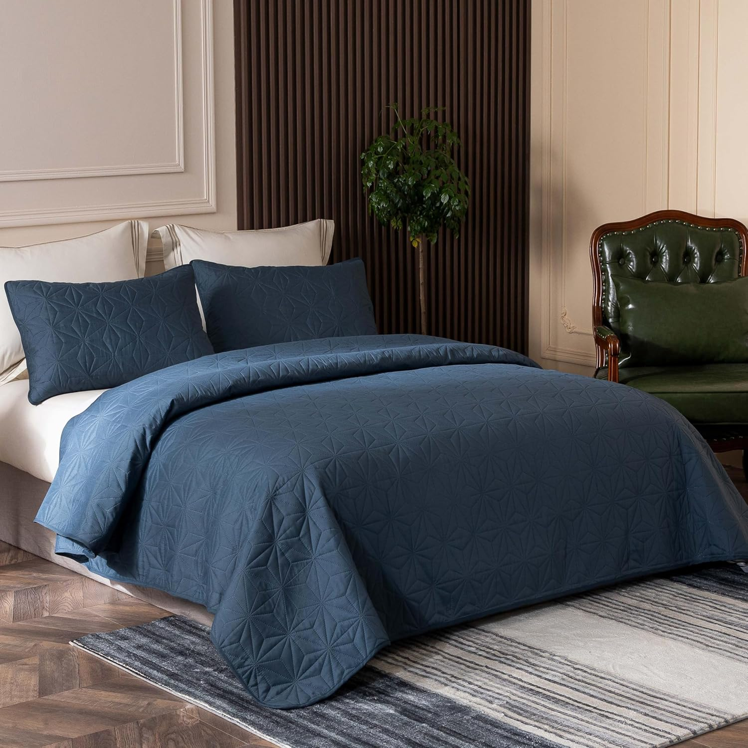3-Piece King Size Quilt Set Blue - 3 Piece - King