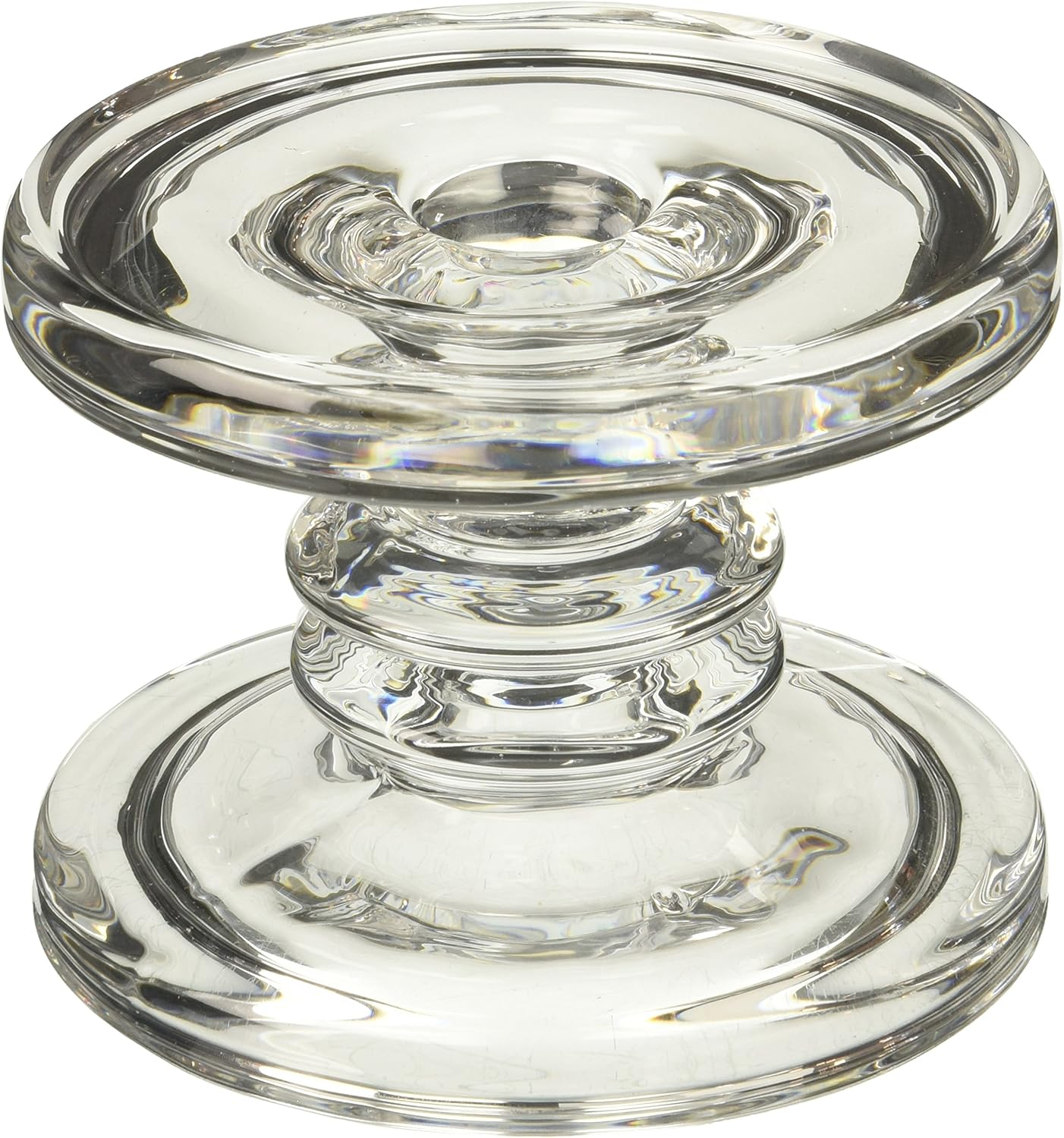 Clear Glass Reversible Pillar and Taper Candle Holder