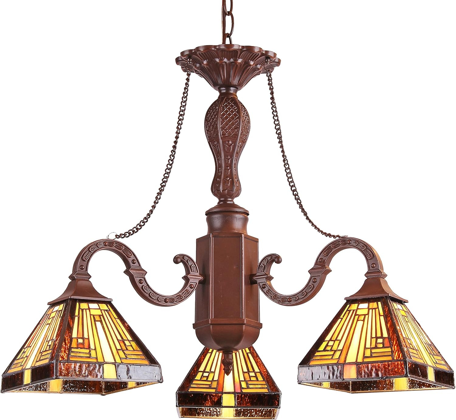 RADIANCE Goods Tiffany-Style Mission 3 Light Mini Chandelier 23" Wide