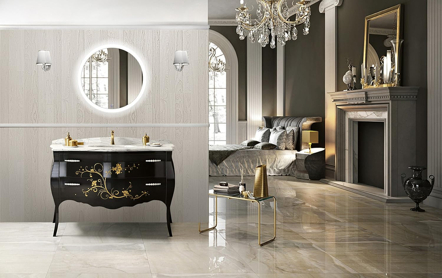 27" Round Polished Aluminum Frameless Vanity Mirror