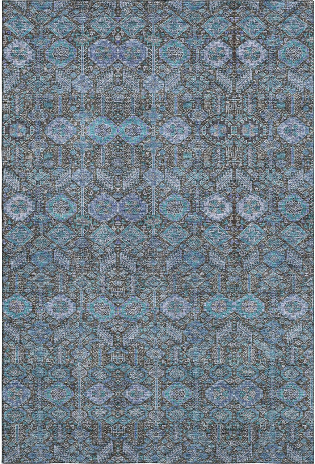 Teal Bohemian Washable Synthetic 8' x 10' Area Rug