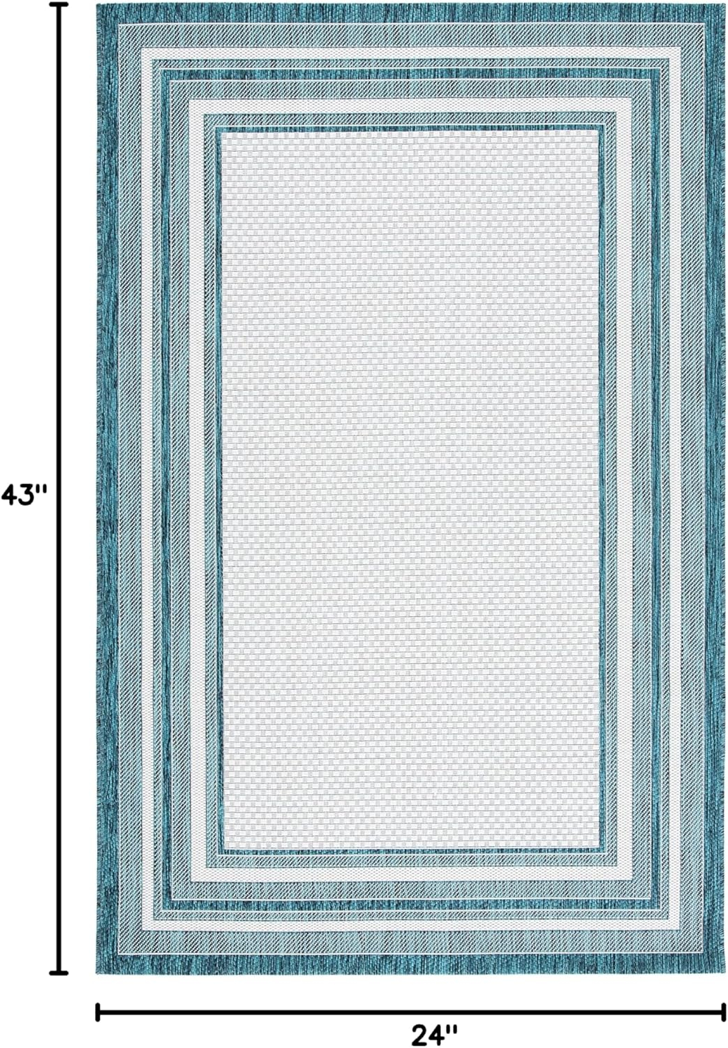 SAFAVIEH Courtyard Ercan Bordered Indoor/Outdoor Area Rug, Ivory/Teal, 2' x 3'7"