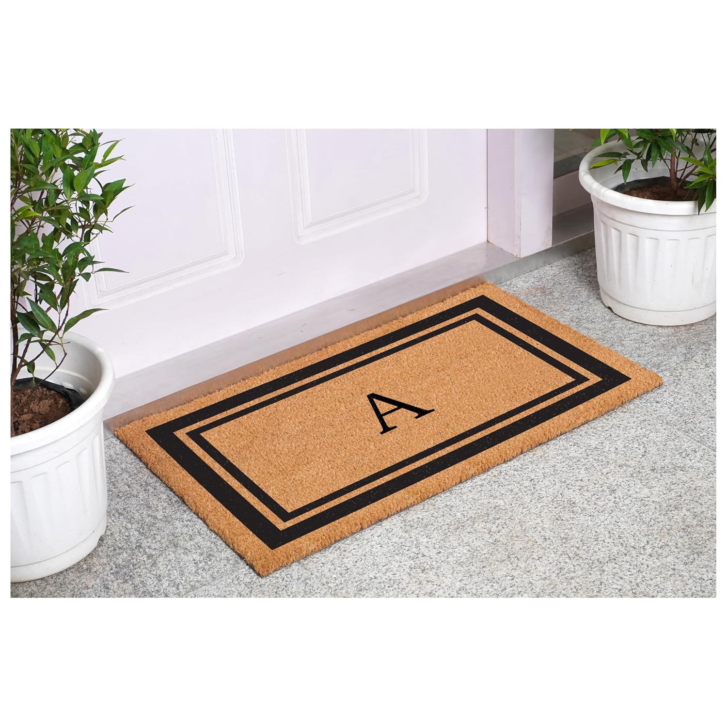 Calloway Mills Black Border 24" x 36" Monogram Outdoor Doormat (Letter A)