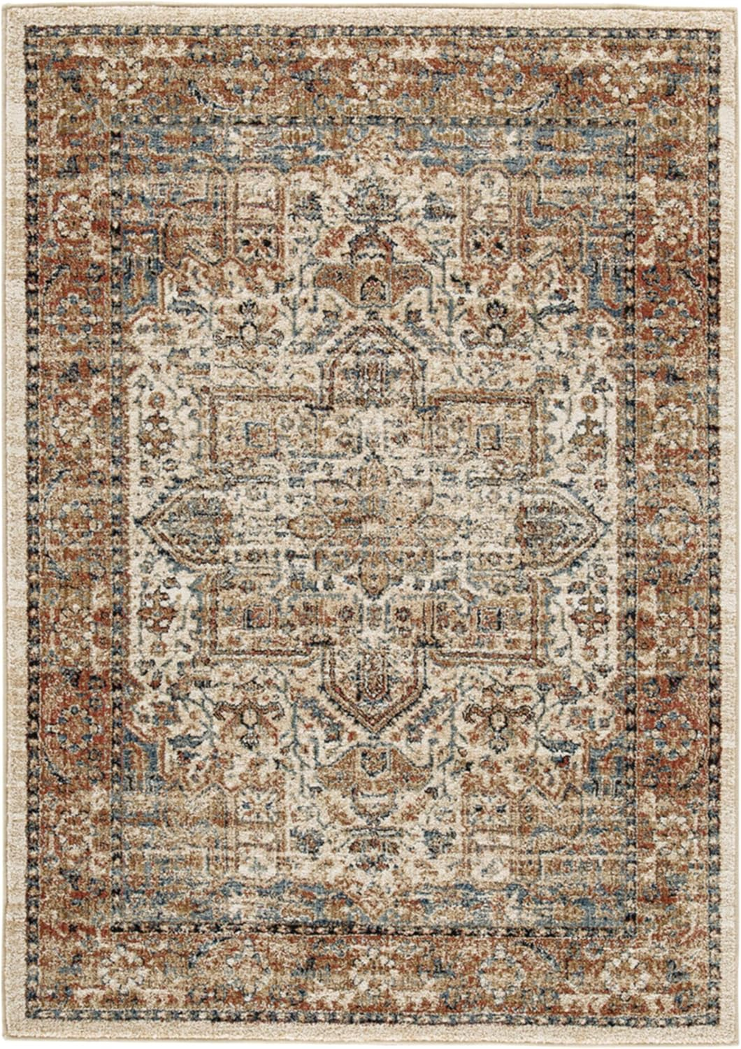 Contemporary Blue Medallion 5' x 7' Synthetic Area Rug