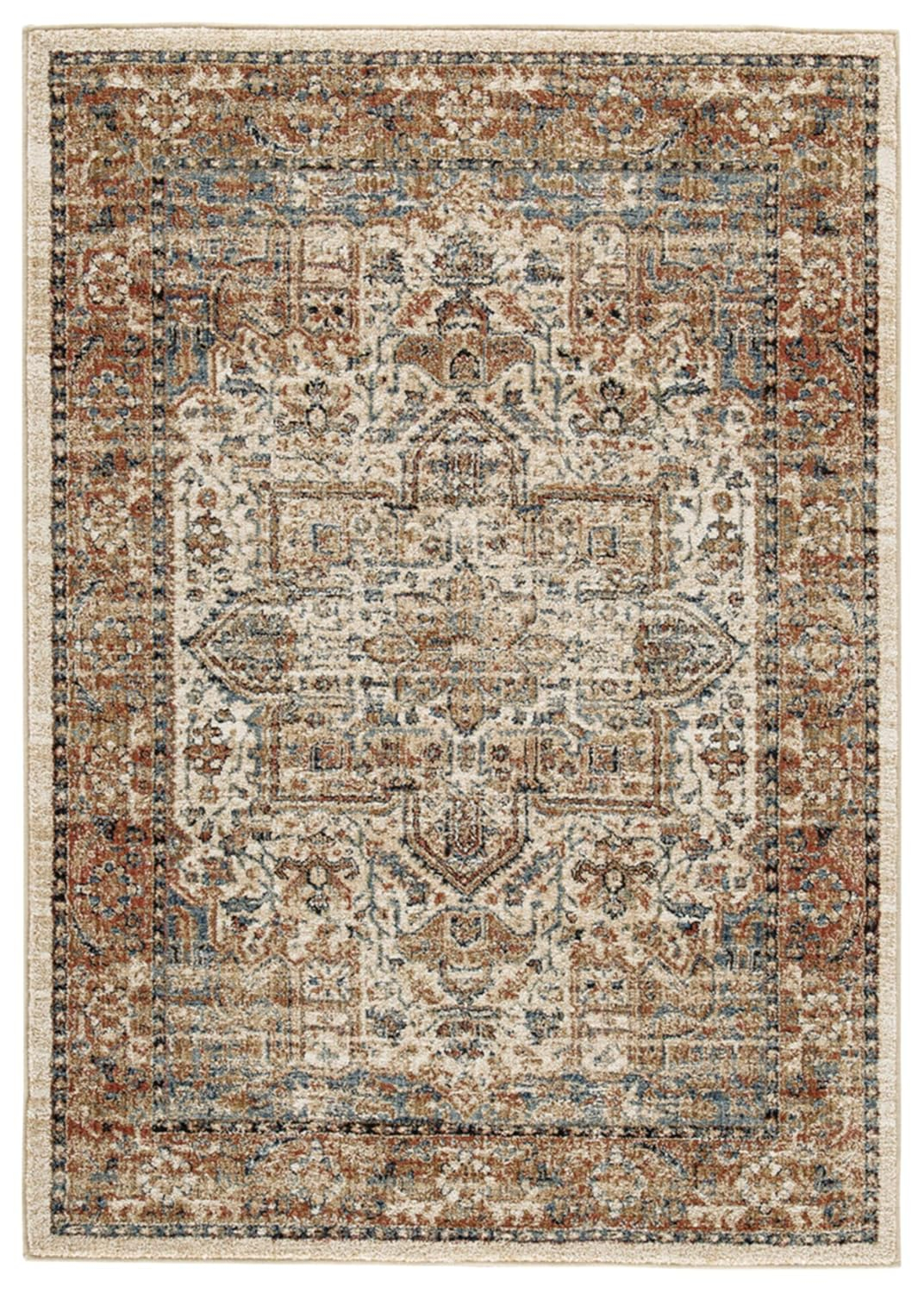 Contemporary Blue Medallion 5' x 7' Synthetic Area Rug