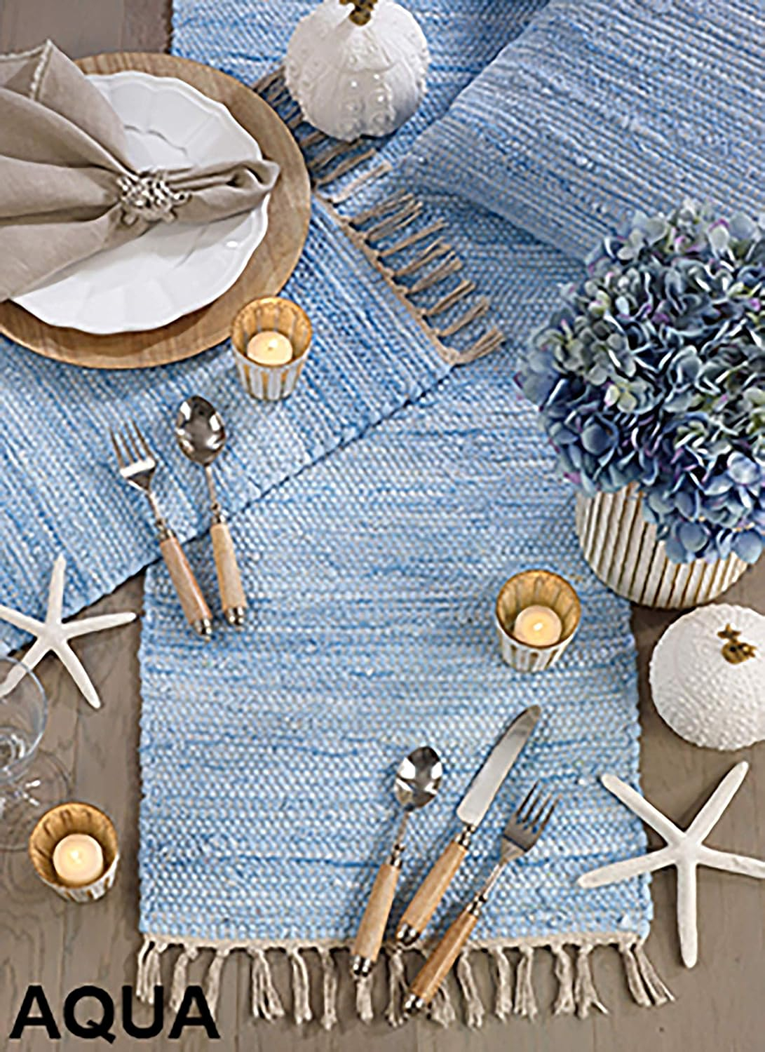 Saro Lifestyle Striped Chindi Table Runner
