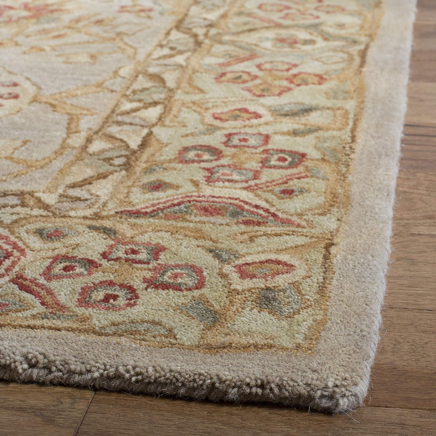 SAFAVIEH Anatolia Trinity Traditional Wool Area Rug, Ivory/Sage, 2' x 3'