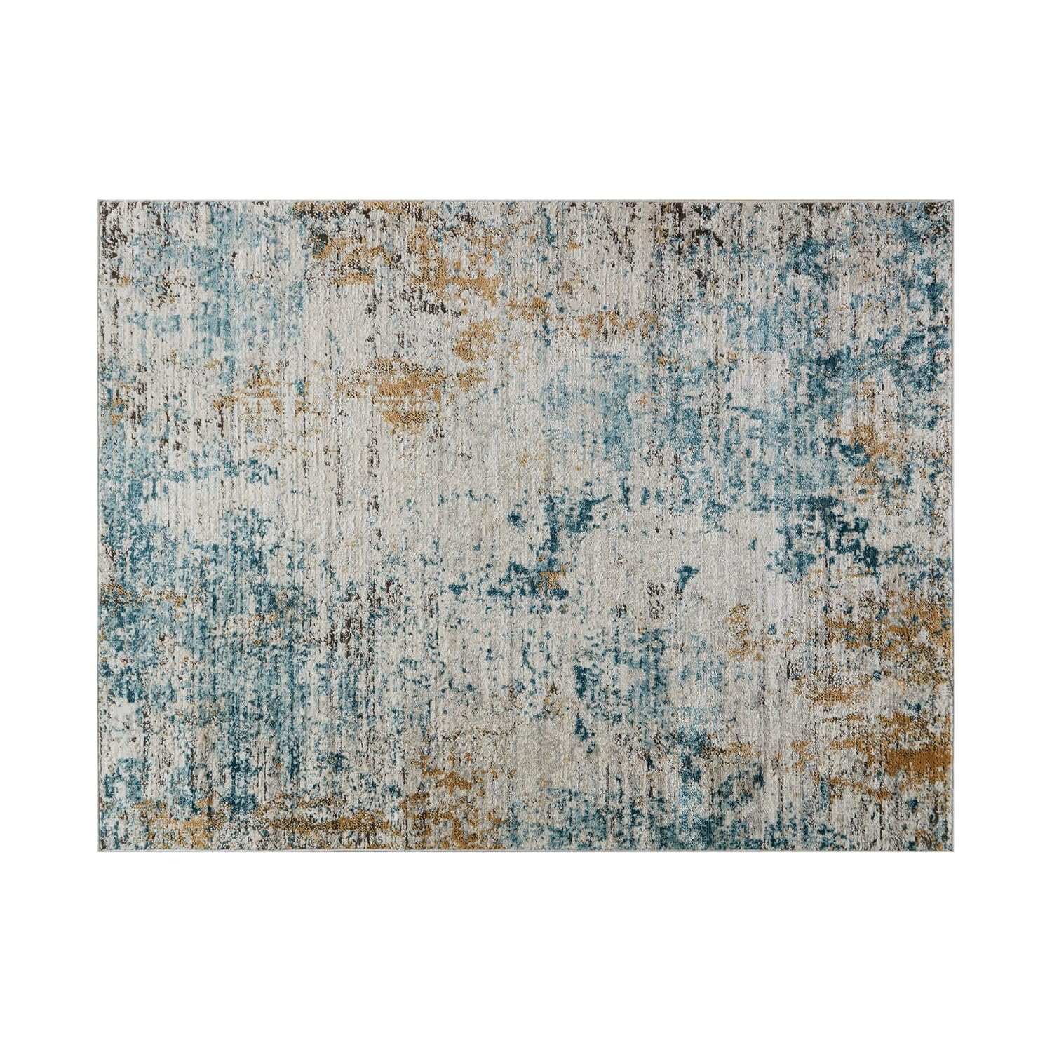 Blue Abstract 5' x 7' Stain-Resistant Synthetic Area Rug