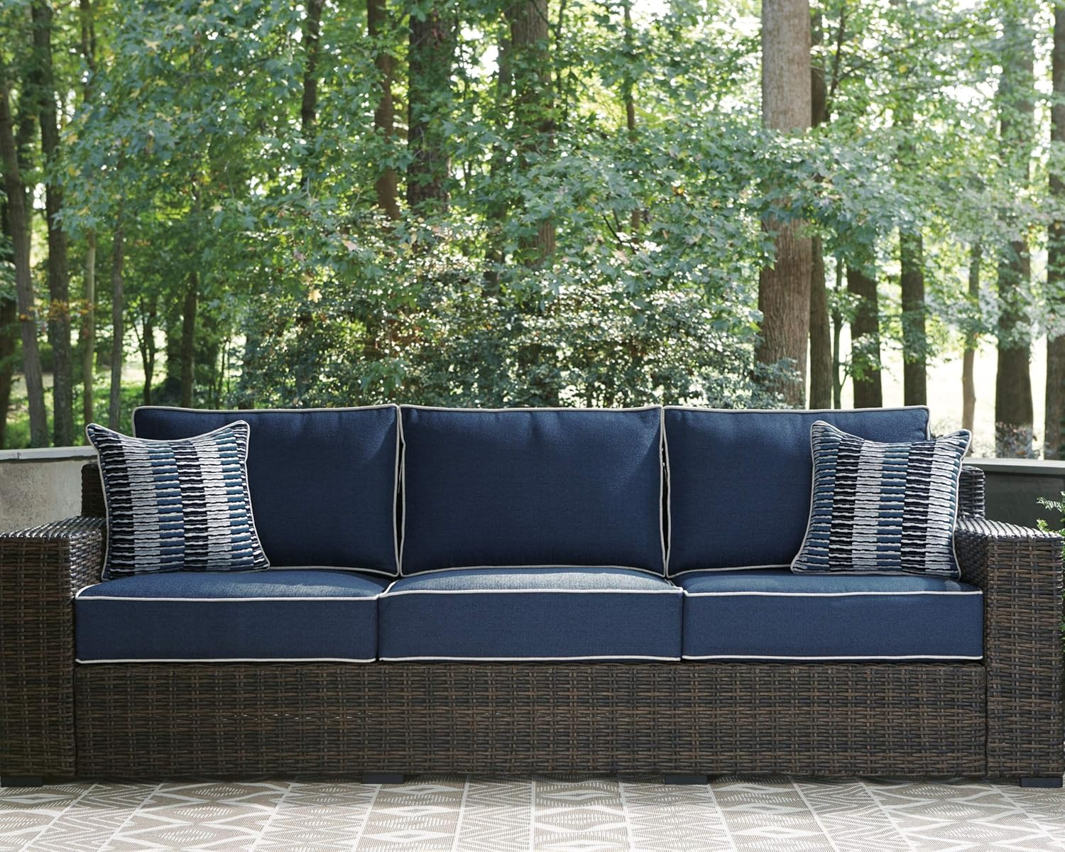 Signature Design by Ashley Grasson Lane Loveseat with Cushion in Brown and Blue