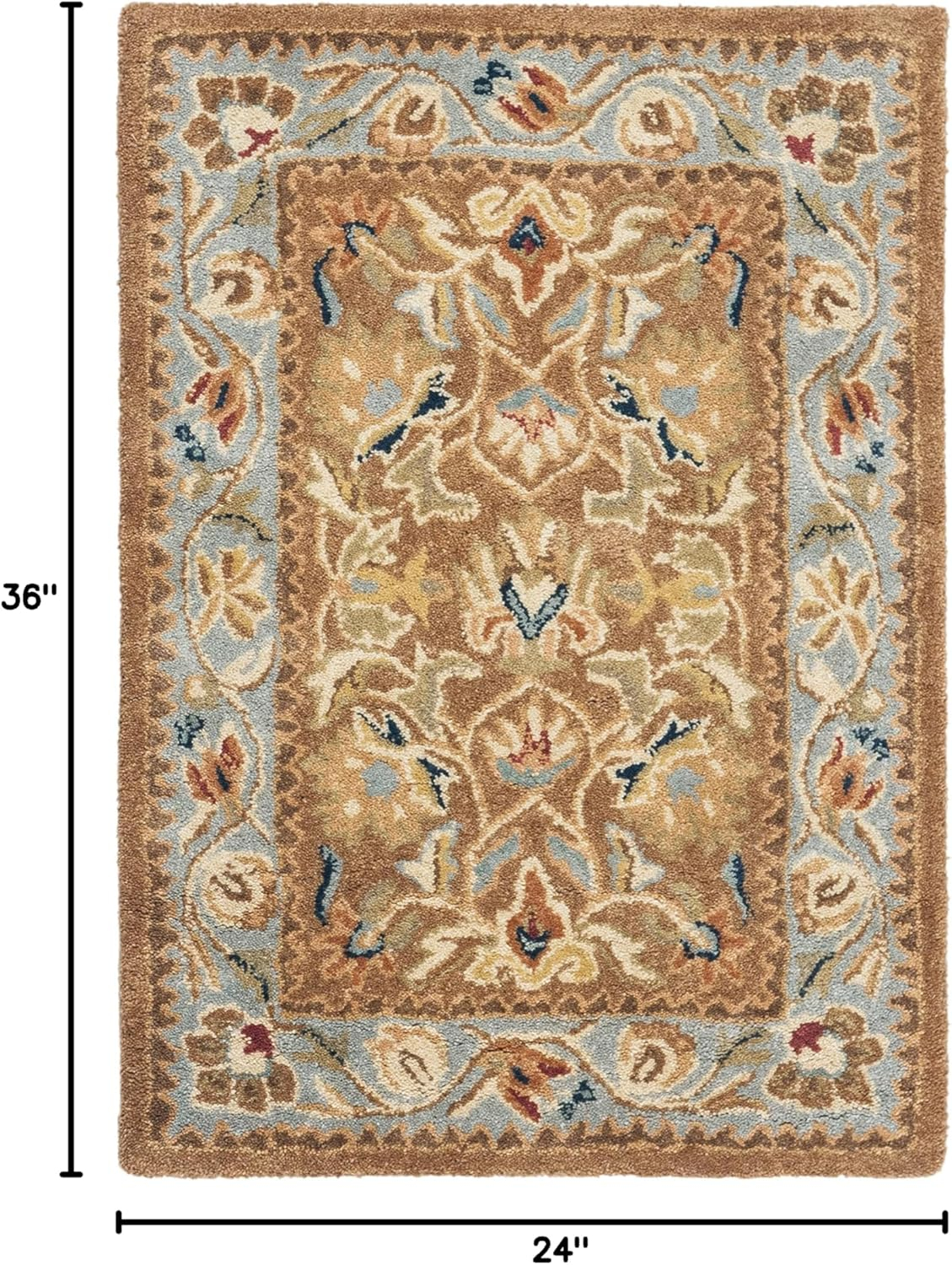 SAFAVIEH Bergama Collection 2' x 3' Brown / Blue BRG161A Handmade Oriental Premium Wool Accent Rug