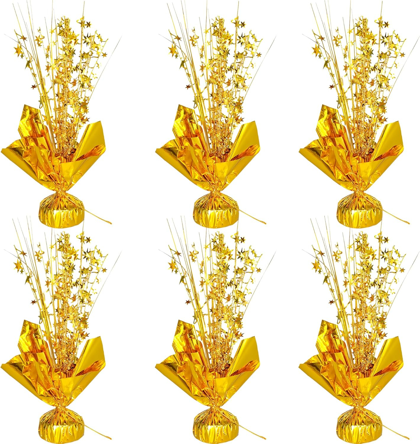 6 Sets Metallic Foil Spray Centerpiece with LED Lights Star Centerpieces for Tables Burst Metallic Glitter Foil Party Table Centerpieces for Party Event Anniversary Birthday Dining Table Decor