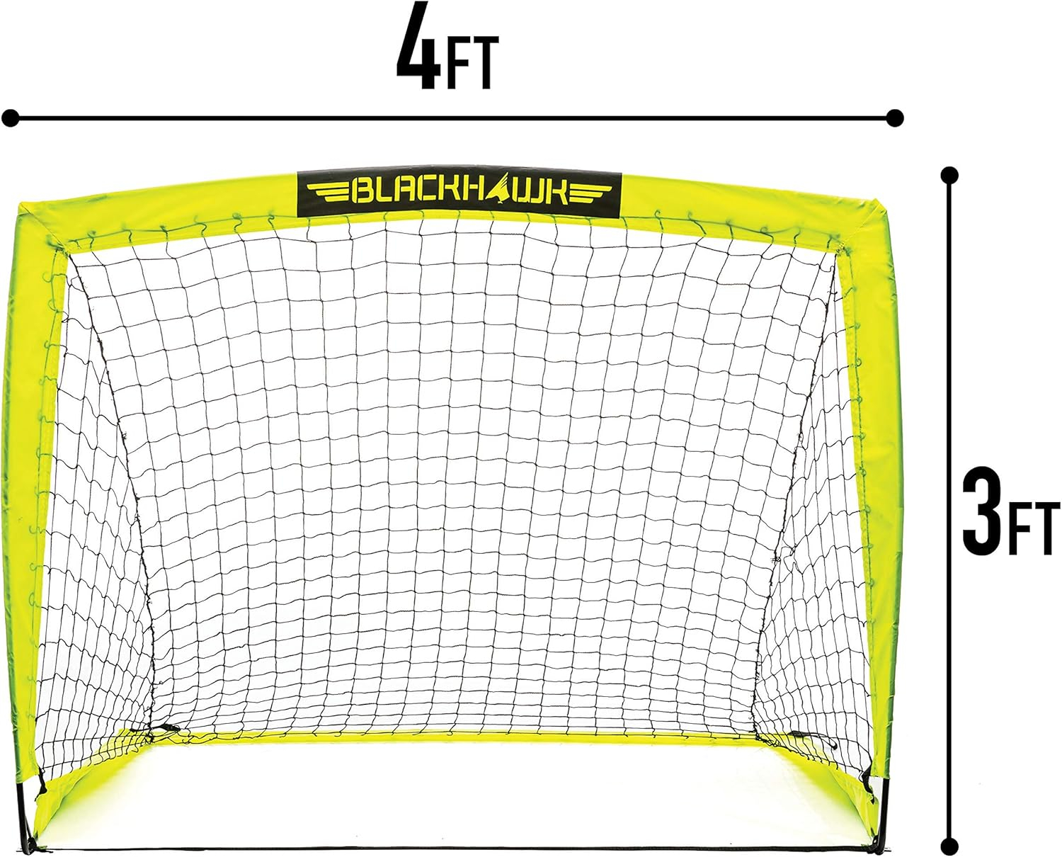 Franklin Sports Blackhawk Soccer Goal - Pop Up Backyard Soccer Nets - Foldable Indoor + Outdoor Soccer Goals - Portable Adult + Kids Soccer Goal - 4' x 3' Mini Soccer Net - Optic Yellow