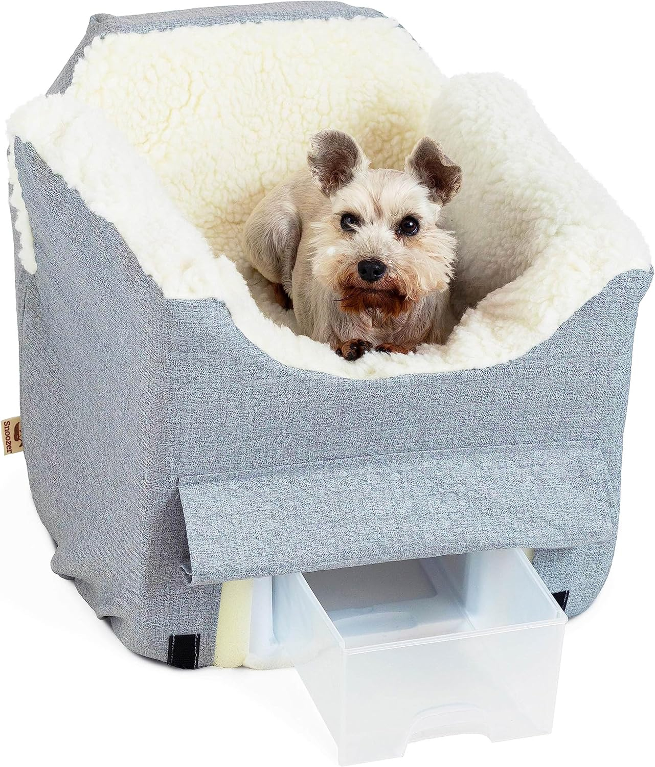 Medium Gray Soft-Sided Elevated Dog Car Seat with Sherpa Interior