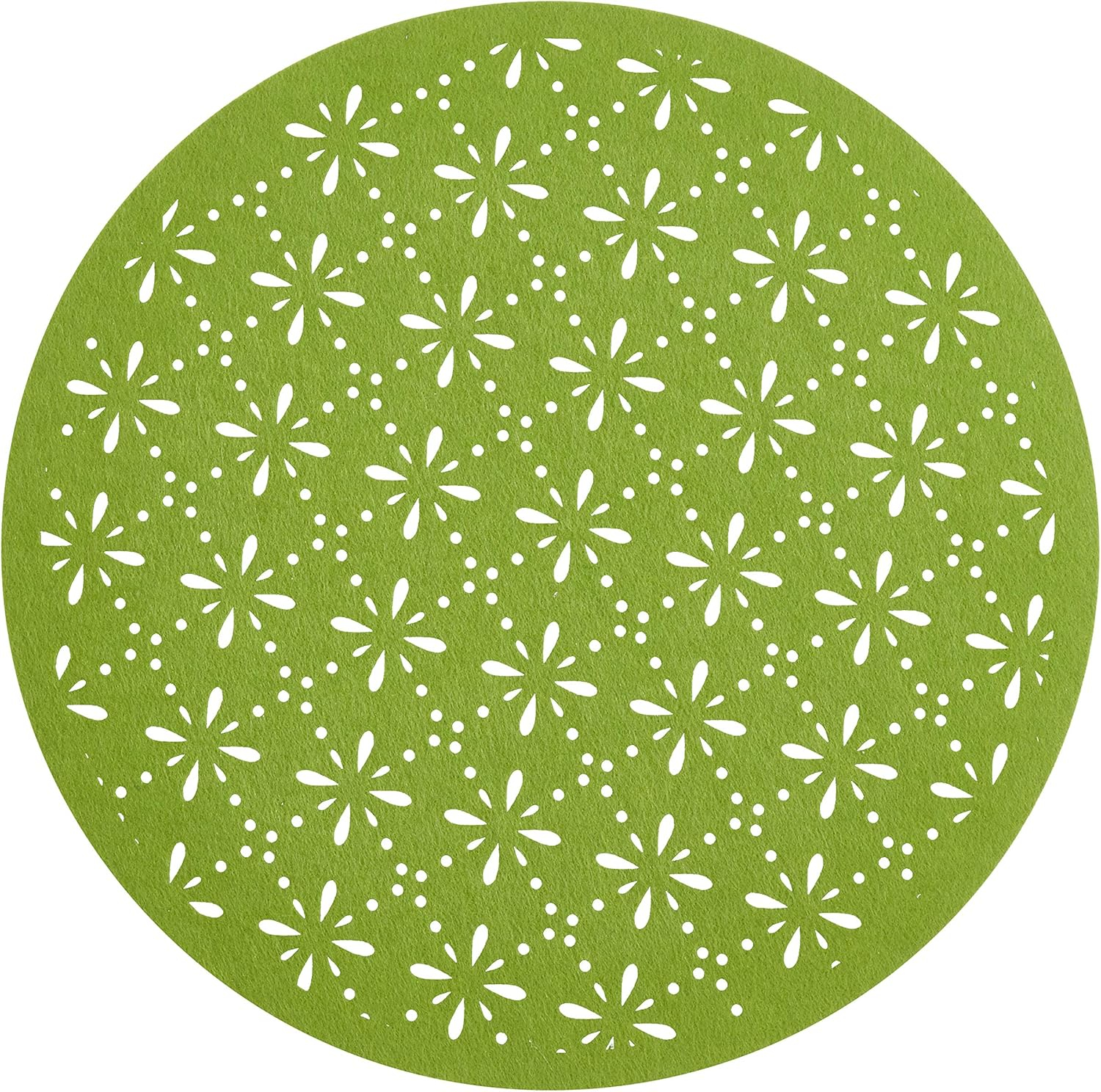Saro Lifestyle Round Cutwork Felt Table Mats (Set of 4) Kiwi