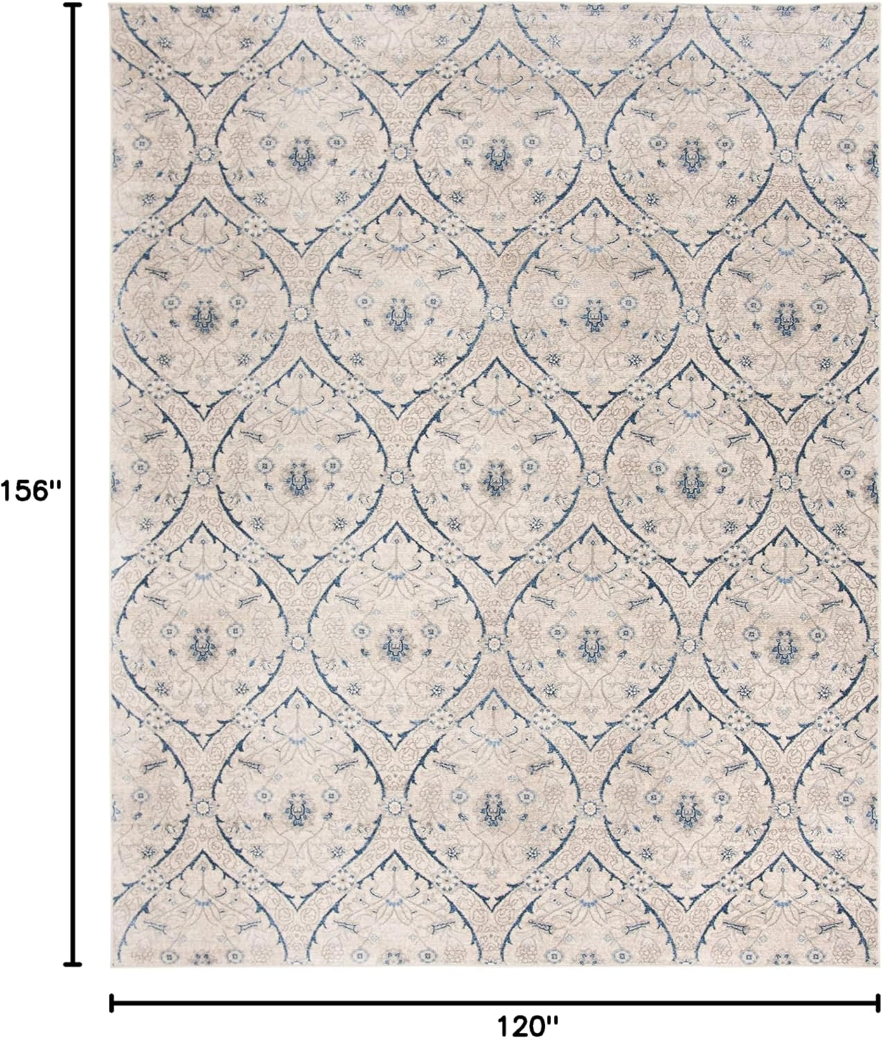 SAFAVIEH Brentwood Braelyn Damask Area Rug, Light Grey/Blue, 10' x 13'