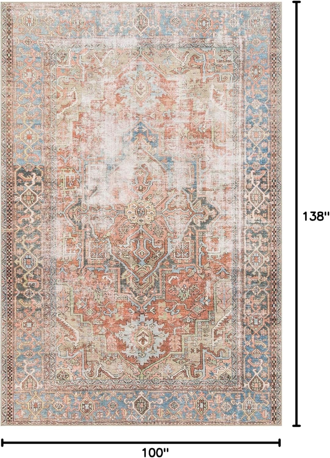 Loloi Rugs Loren 8'4" x 11'6" Printed Polyester Rug in Terracotta and Blue
