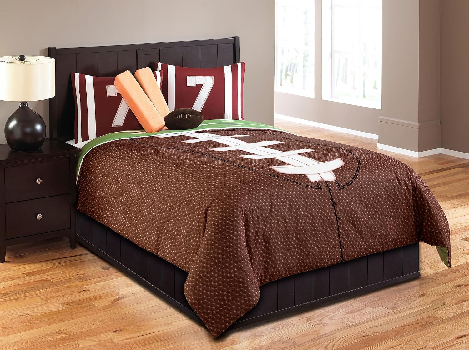 Riverbrook Home Juvenile Bedding Comforter Set, Twin, Field Goal - Brown/Green, 5-Piece Set